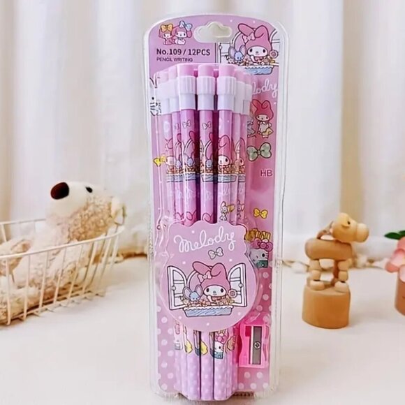 Sanrio Kuromi Delight - 12pc HB Pencil Set with Art-Ready Roller - Picture 3 of 5